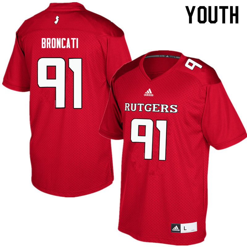 Youth #91 David Broncati Rutgers Scarlet Knights College Football Jerseys Sale-Red - Click Image to Close